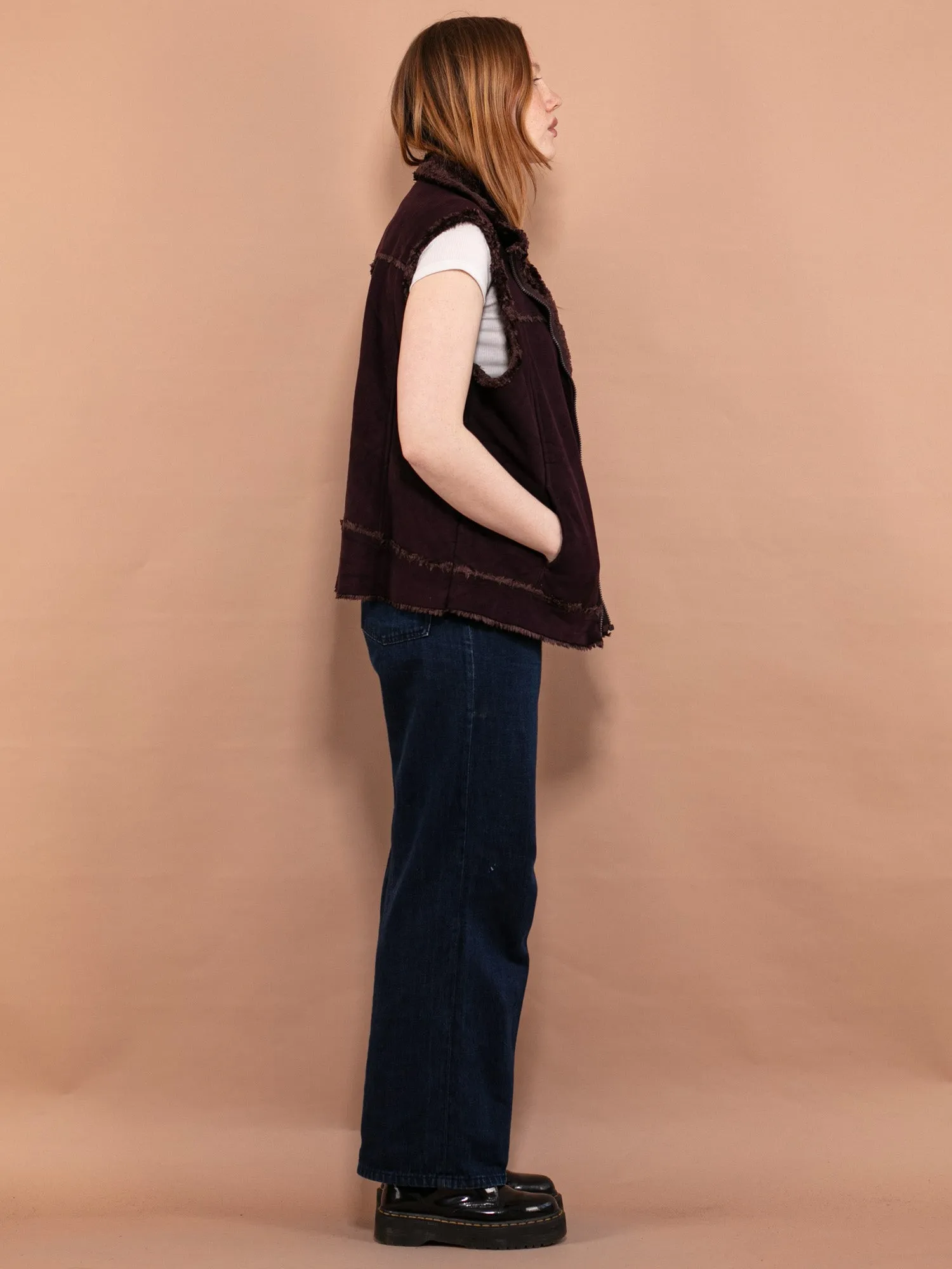 Vintage 00's Women Faux Shearling Vest in Purple