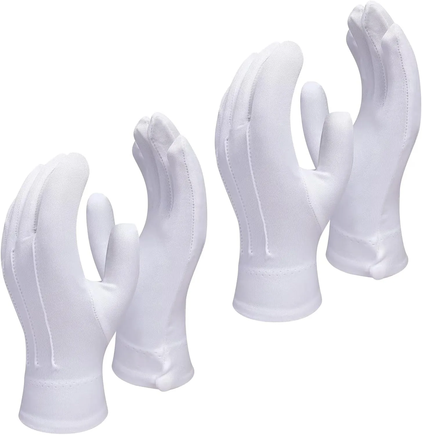 White Gloves with Snap Cuff Uniform Gloves Parade Costume for Police Server Funeral Formal Tuxedo Guard