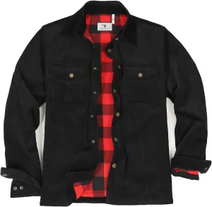 ZENTHACE Men's Corduroy Shirts Jacket with Full Flannel Lined,Snap Button Down Vintage Fall Outerwear Coat,100% Cotton